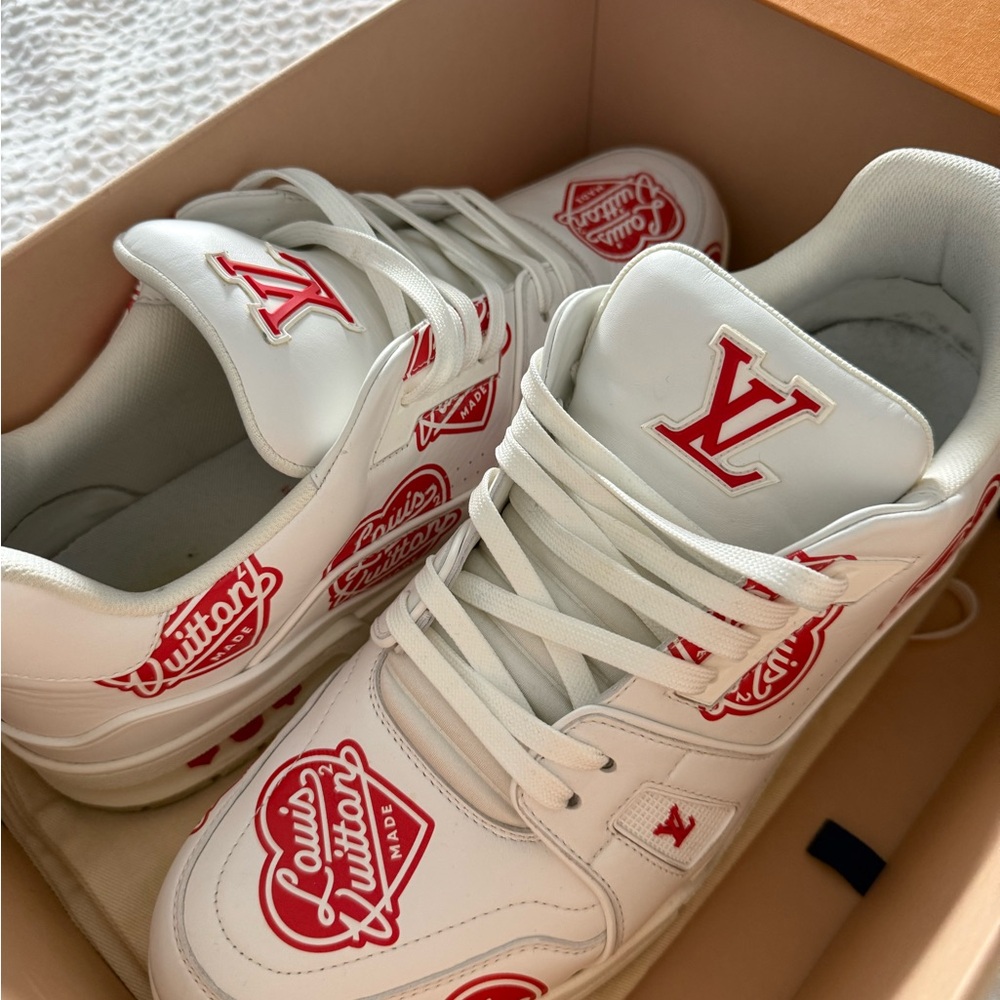 Louis Vuitton White Sneakers with Red Accents